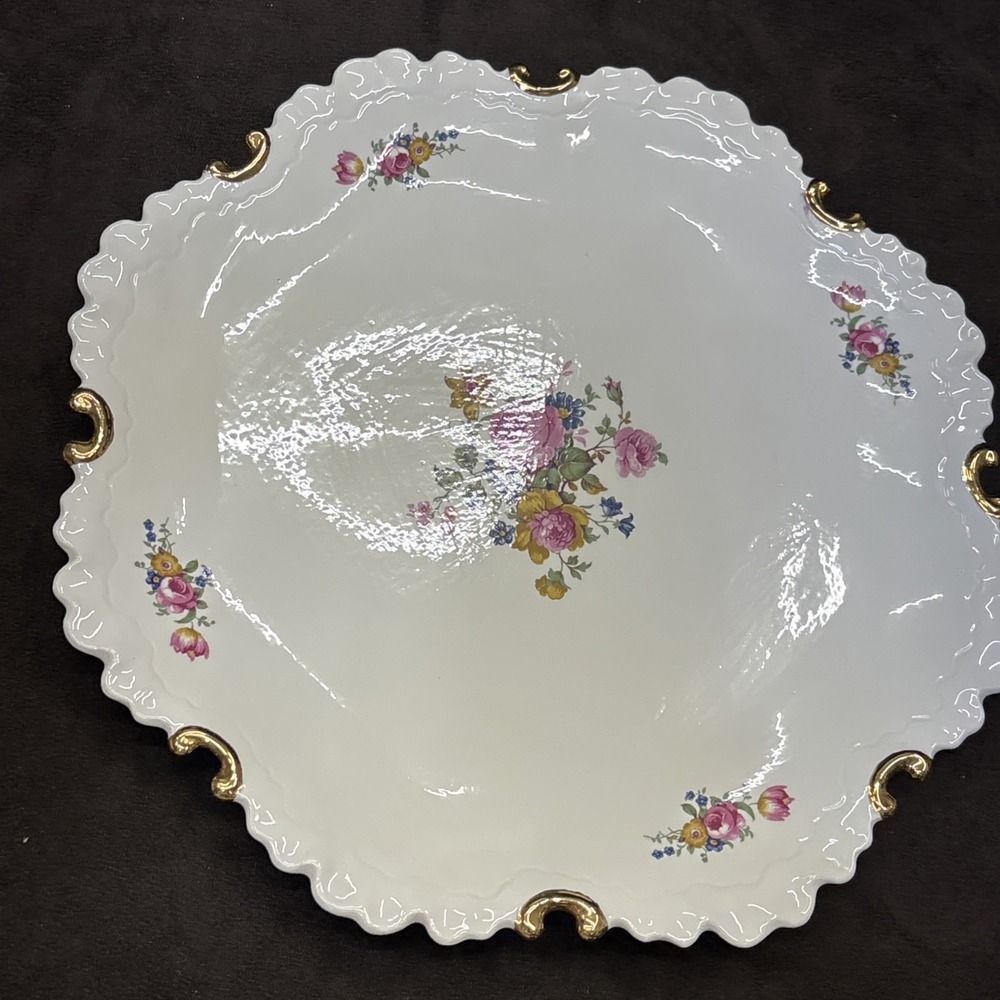 Vtg American Artwork Dinner Plate Pink Blue yellow Flowers By Edna Bullock